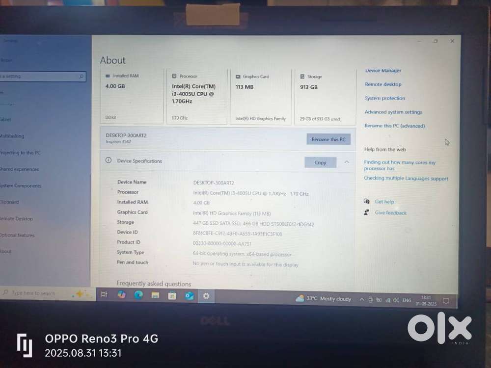 dell i3 4005u