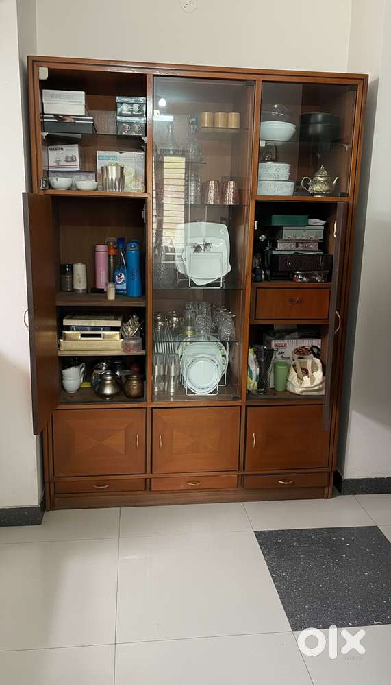 WoodenCrockery Cabinet with Glass Display–Great Condition–Moveout Sale