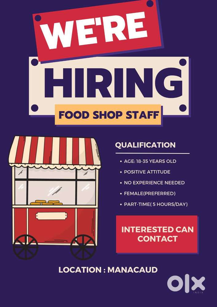 Part time female staff wanted for FoodShop (Evening Shift)