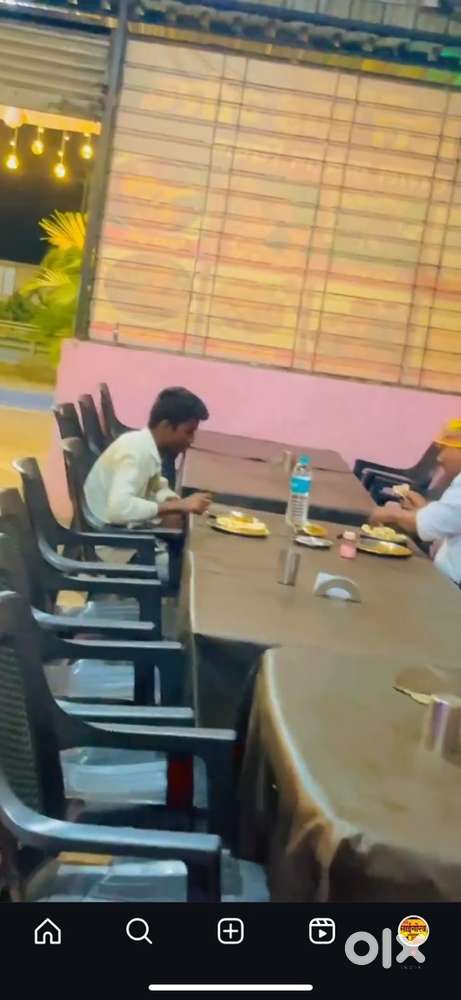 Table and chairs counter stell plates hotel