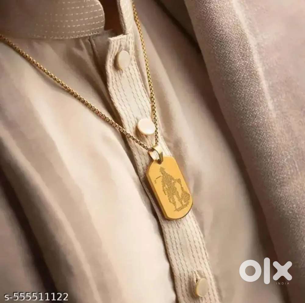 Golden Hanuman Chalisha Pendant with Chain