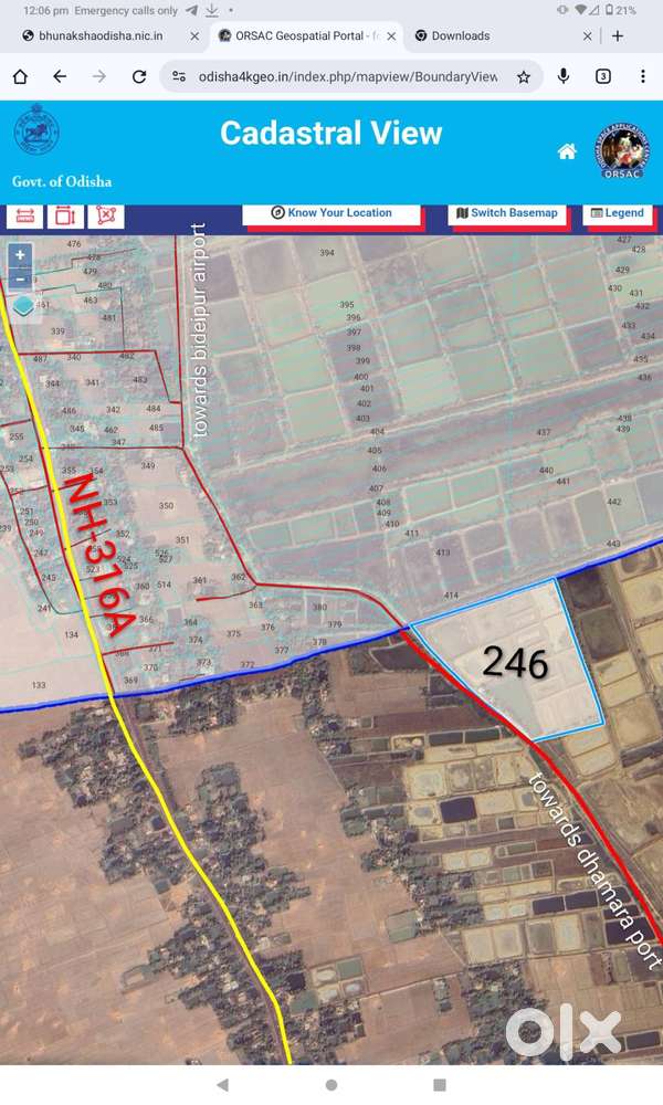 15 acre land near dhamara port l 1km from NH l power & water ready