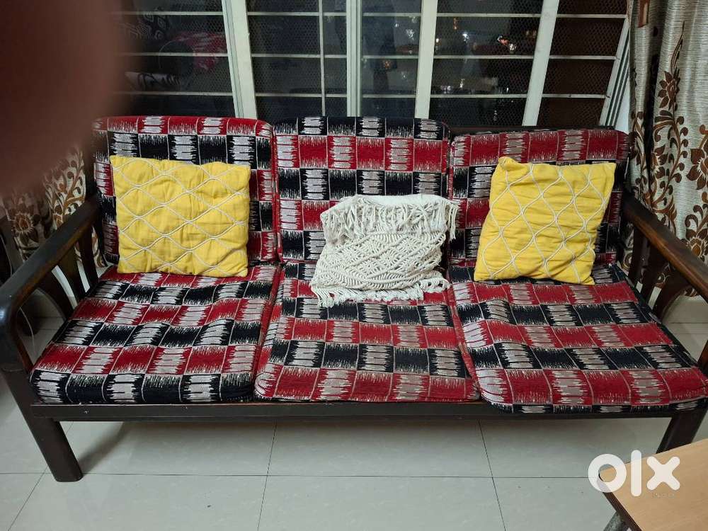 Wooden 3+1+1 wooden sofa, Queen Size bed  Mattress , Steel cupboardfor