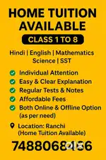 Need students for teaching 1 to 8 classes