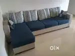 5 seater L shape sofa, Six feet almirah & 6x4 Bed with spring mattress