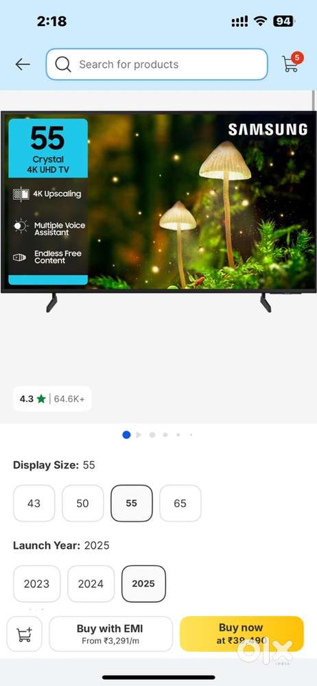Samsung Crystal 4k 55 inch