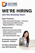 Urgently hiring sales staff