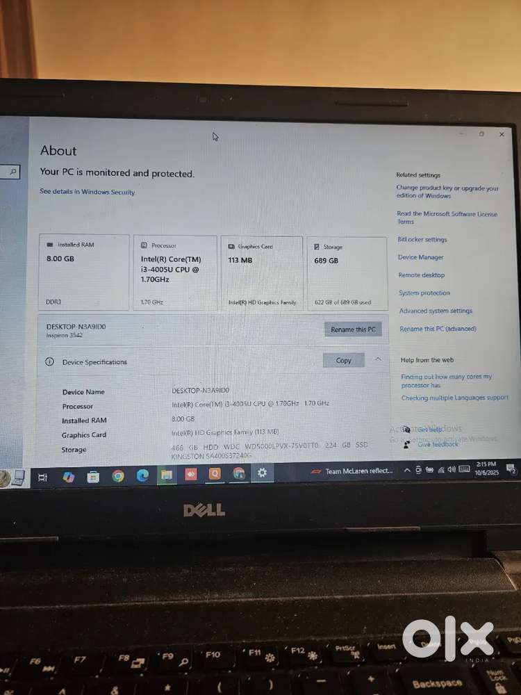 Dell Inspiron 3110 (2017) with 256 GB SDD and 500 GB HDD 8GM RAM