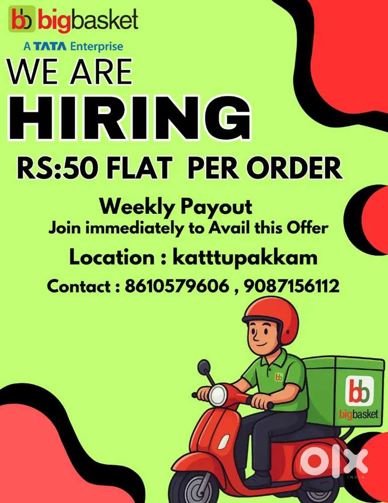 Bigbasket part time,full time in Kattupakkam,Porur,poondamale, mangadu