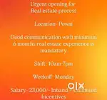 Real estate job vacancy for girls and boys. 6month experience must