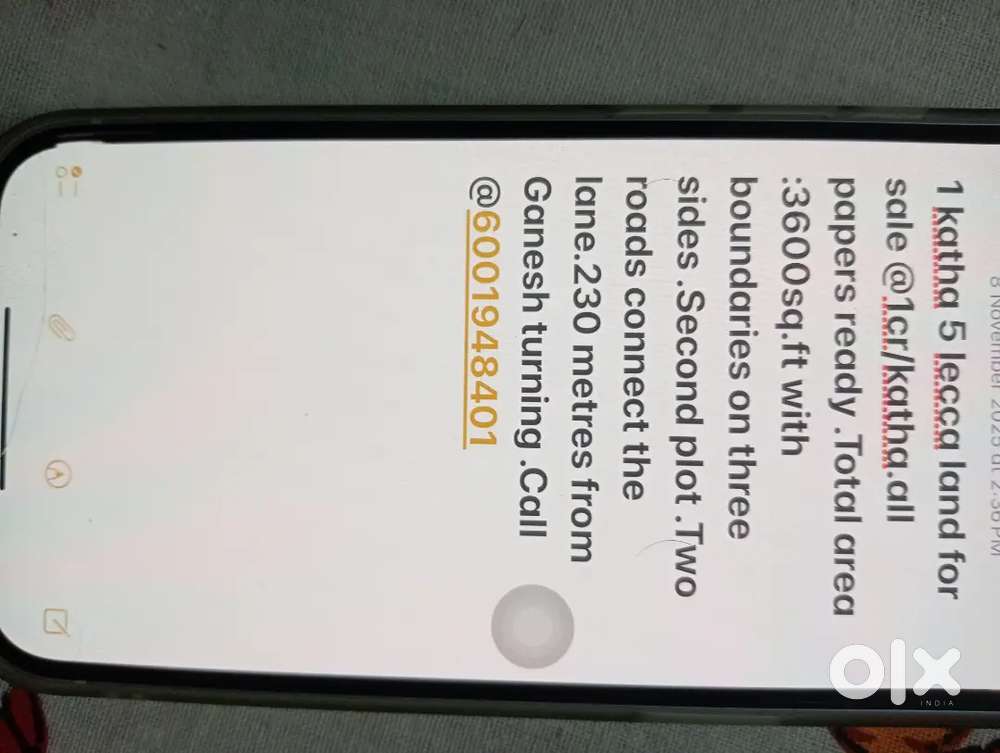 Immediate sale of 3600 sqft area,1katha 5leca @1cr/k