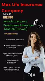 Jaipur/max life ins/field sale/graduation/agency channel/4LPA/onrole