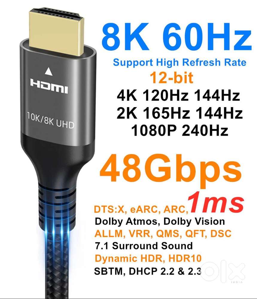 Ubluker 10k 8k 4k HDMI Cable 5m, Certified 48Gbps 1ms Ultra High Speed