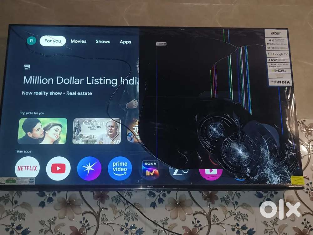 Acer tv led 55 incha haff screen destroyed brand new condition