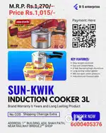 Sun-Kwik Easie Pressure Cooker 3 LTR