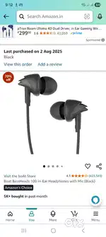 Boat BassHeads 100 in-Ear Headphones with Mic (Black)
