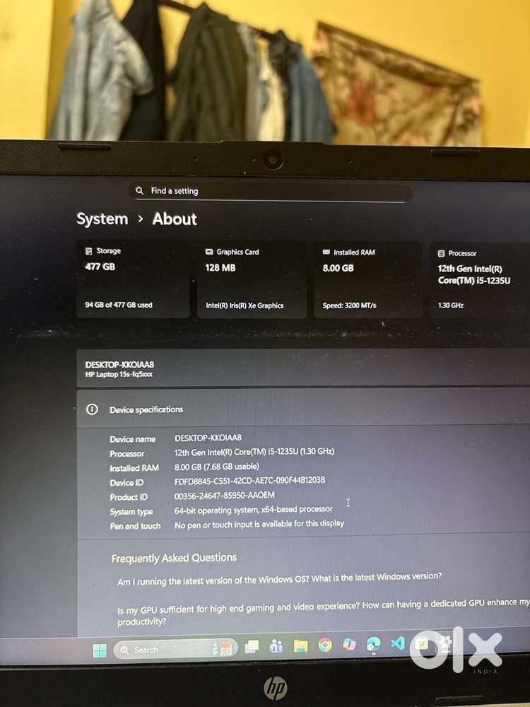 Hp laptop 15s-fq5xxx