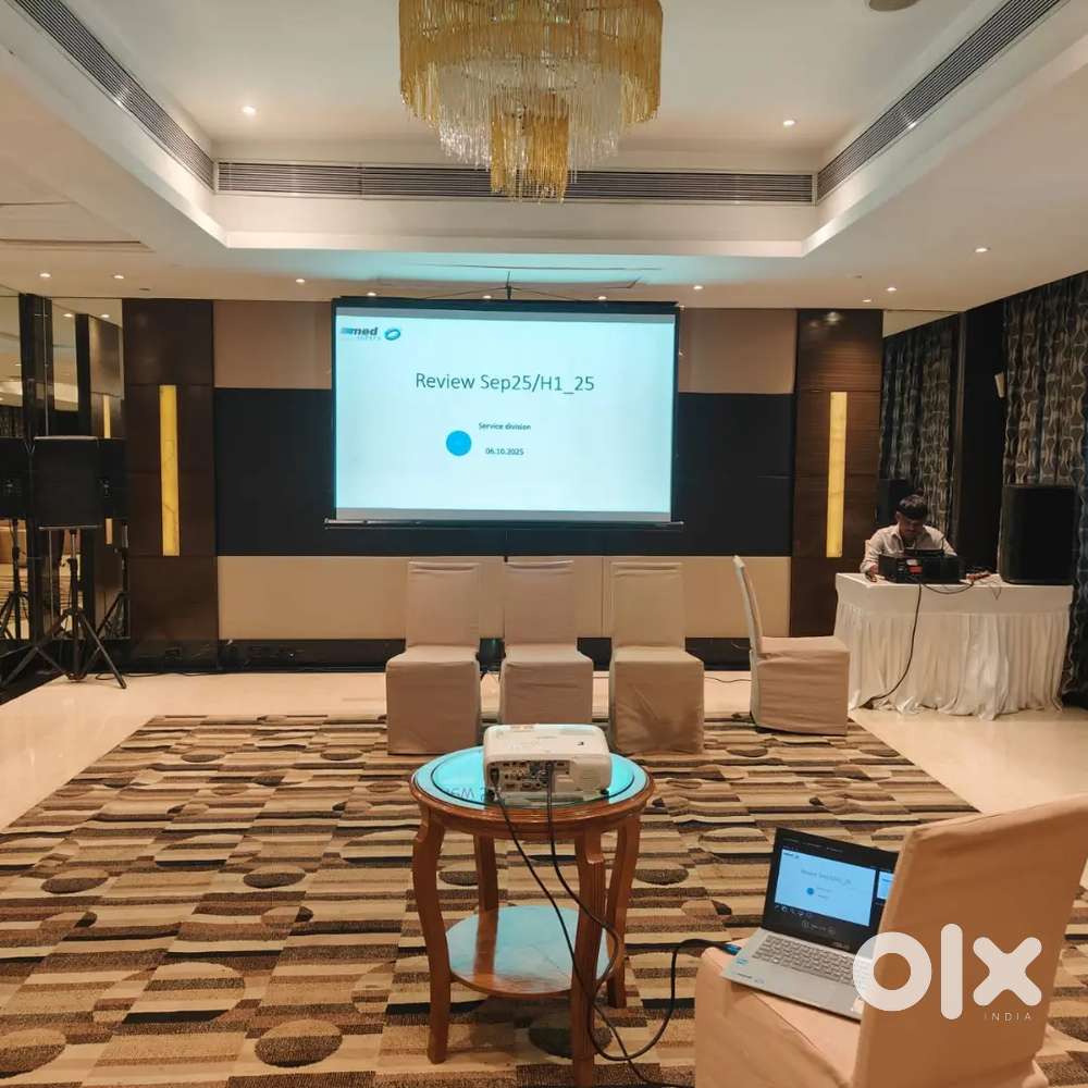 Projector and screen speaker Mike's rentals for events