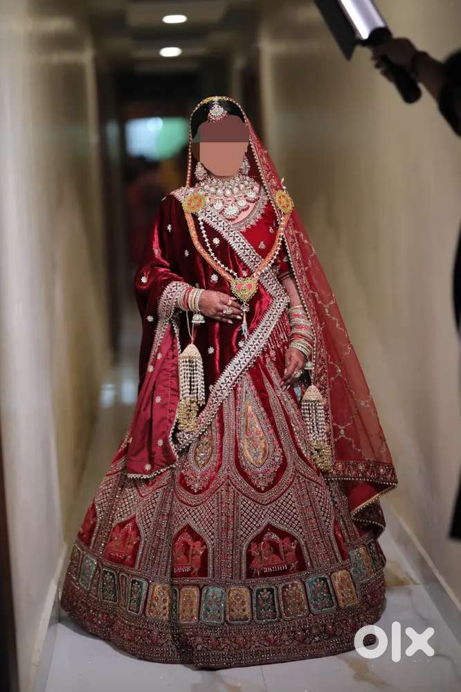 Premium Red Bridal Embellished Lehenga Set, Full Stitched, Size S–L