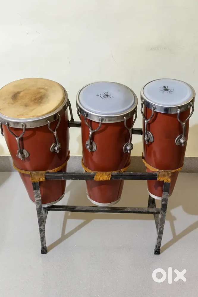 3-PC Red Conga Drums w/ Stand! Full Set, Great Price!
