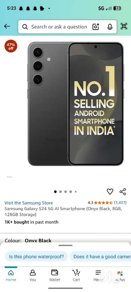 SAMSUNG S24 256 GB BRAND NEW CONDITION