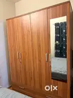 4-Door Wooden Wardrobe with Mirror & Ample Storage