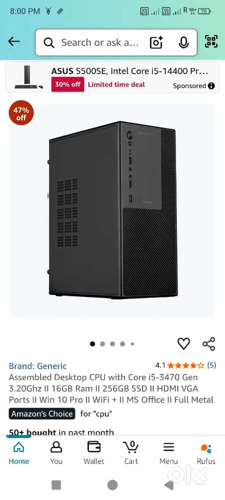 CPU 4month old 8gb ram i5 4th generation