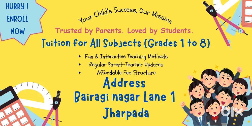 Home Tution for Maths (Grades 1–8) Jharpada