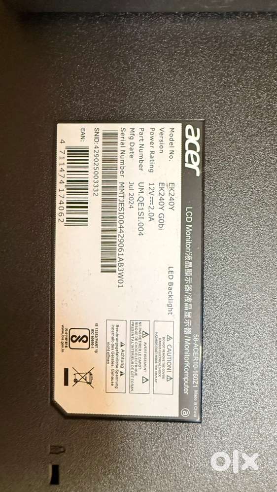 Acer 24” LED Monitor with 144 Hz Refresh rate