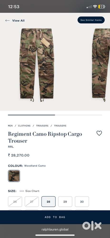 Ralph lauren regiment camouflaged cargo  pant XXL