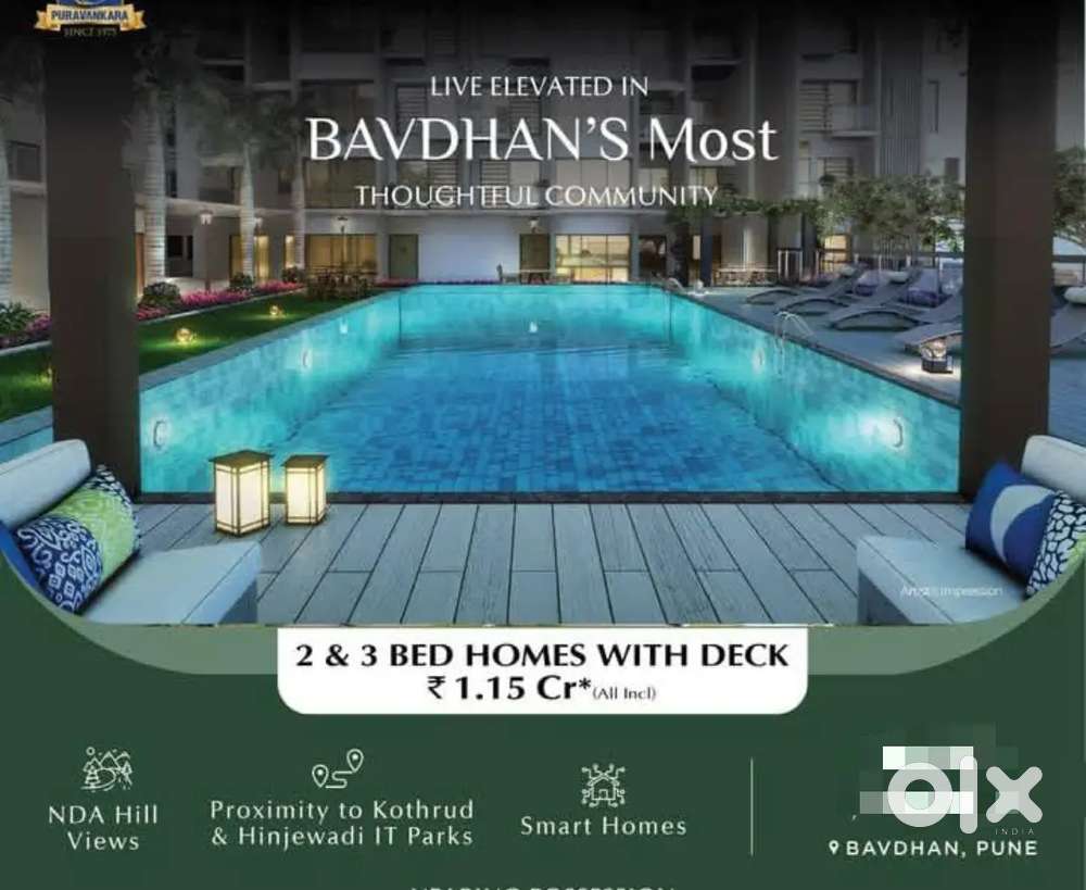 3 bhk nearing posession @ Bavdhan,1.60 cr
