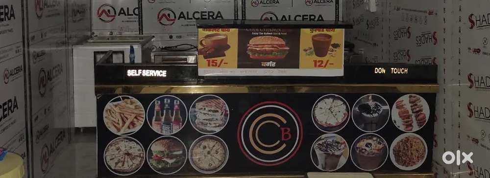 Stainless steel counter for cafe or restaurant
