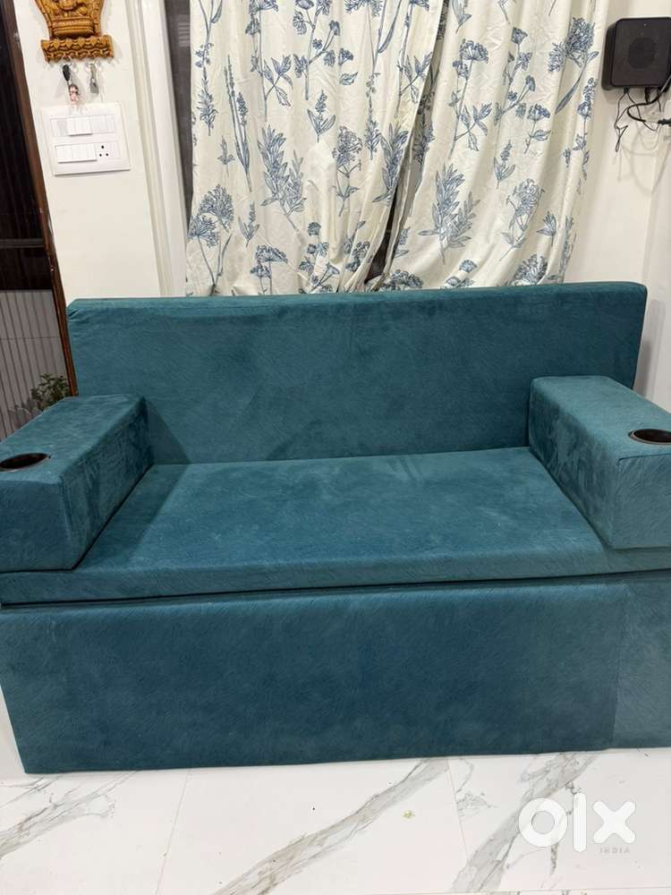 Sofa Cum Bed – Excellent Condition  Teal Blue  With Storage