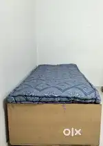 Single Wooden Bed with Storage + Mattress (Good Condition)