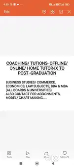 OFFLINE/ ONLINE/ HOME TUTION & ASSIGNMENTS/ MODEL/CHART MAKING.