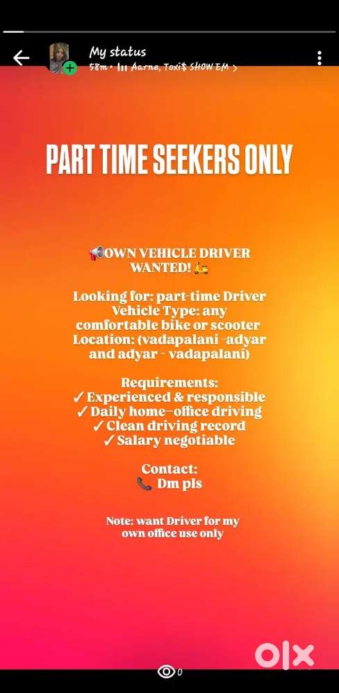 Want own vehicle driver