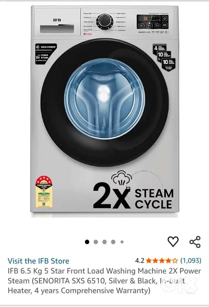 IFB 6.5kg 5 star front loadwashing machine