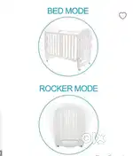 Babyhug Compacto 3-in-1 Convertible Cot, Rocker & Study Table in white