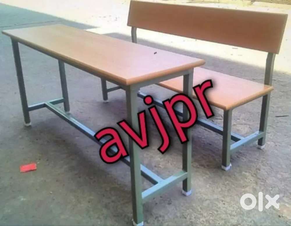 New iron frame with wooden top school furniture set tution furniture