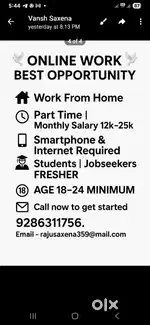 Work from home job ,