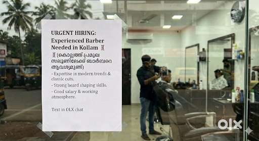 Barber needed for barbershop in kerala