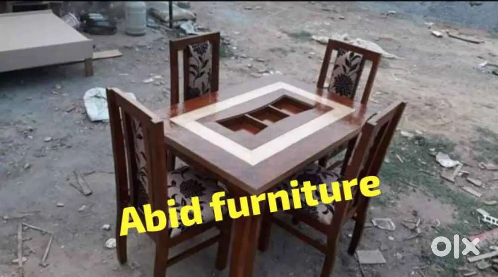 Latest design assam teak wood with four chairs with warranty