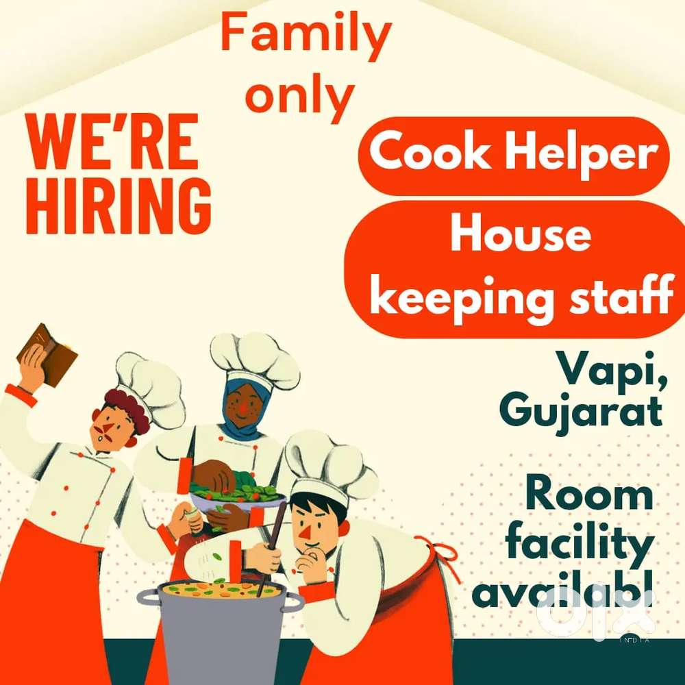Cook cum helper, cleaning  work, Vapi gujarat