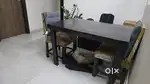 2 seater solid wood dining table and cushioned chairs
