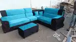 L shape sky blue colour sofa