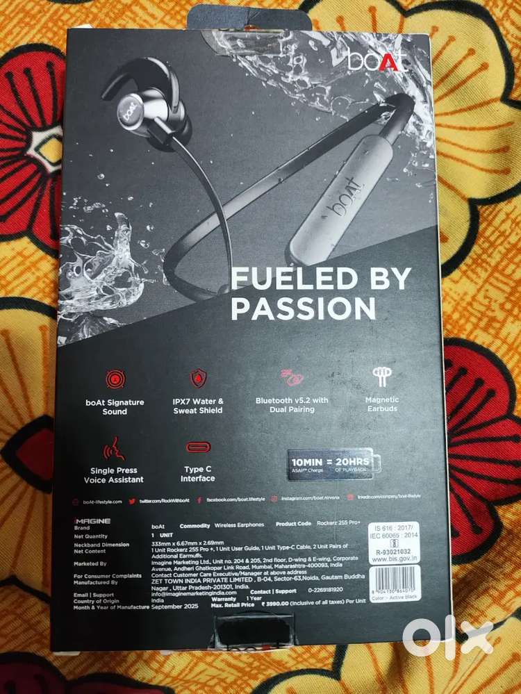 Boat rockers 255+ pro Neckband (Earphones) - Only 2 days old