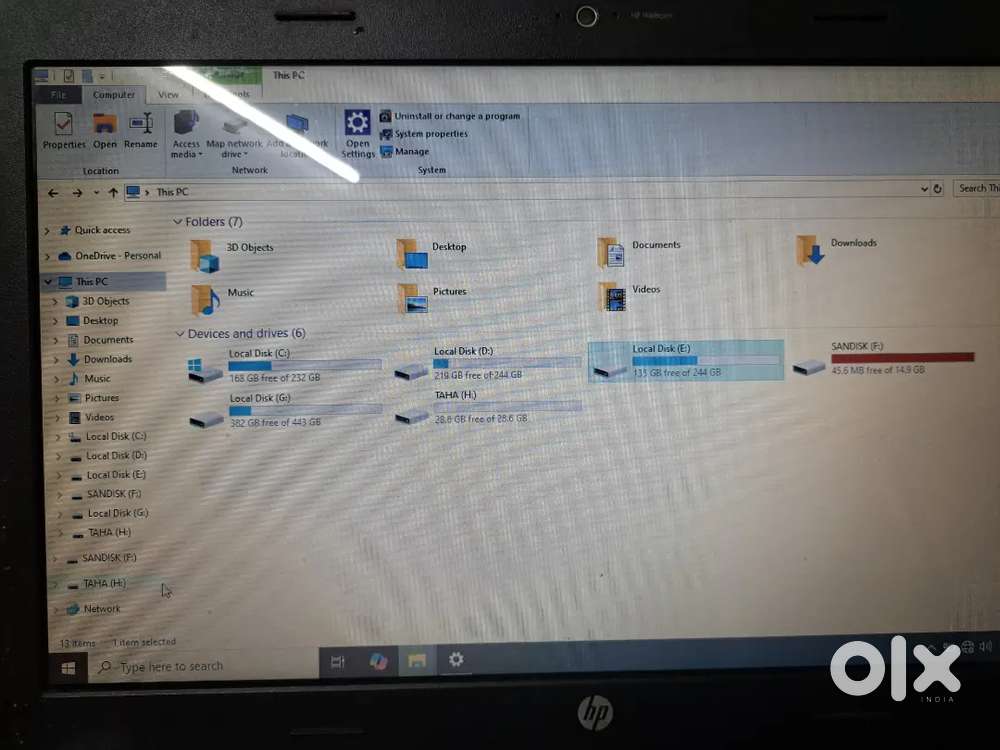 HP PAVILION G series 250 GB SSD installed 500 GB HDD