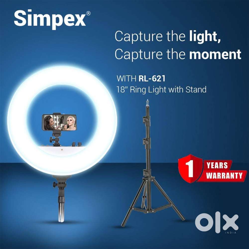 2 ring light simpex 18’’ AND 2 stand photomaa 9 ft