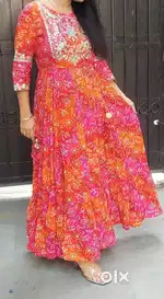 Beautiful jaipuri print flair dress