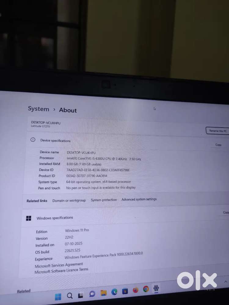Dell latitude E7270 8gb ram /256gb ssd